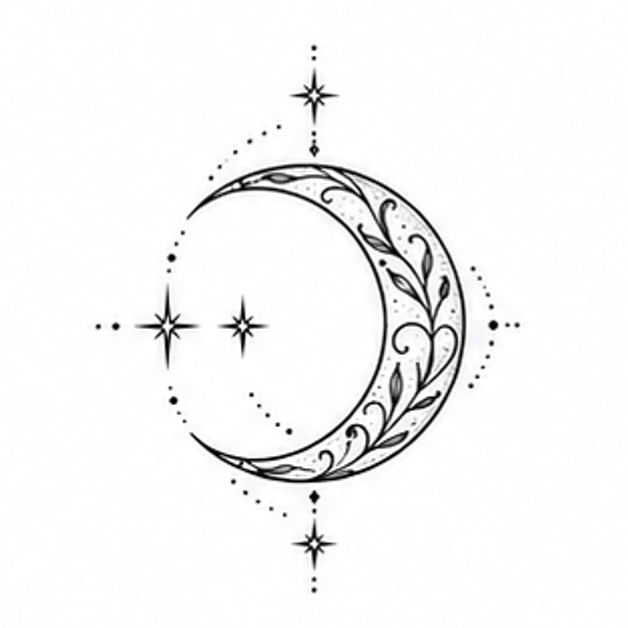 Crescent moon tattoo concept